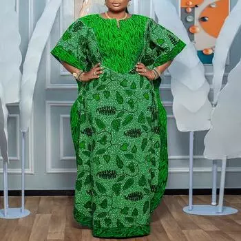 Женское свободное платье большого размера с круглым вырезом и коротким рукавом с принтом M жёлтый