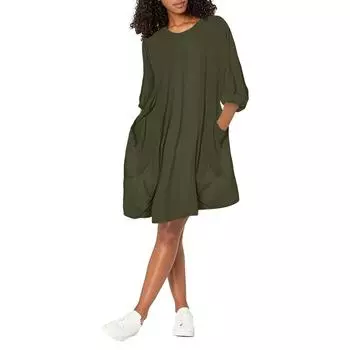 Женское свободное платье с карманами, женское повседневное длинное платье с вырезом на шее, большие размеры XXXXL