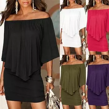 Женское свободное платье с открытыми плечами Летняя короткая юбка с короткими рукавами и кисточками XXXXXL белый