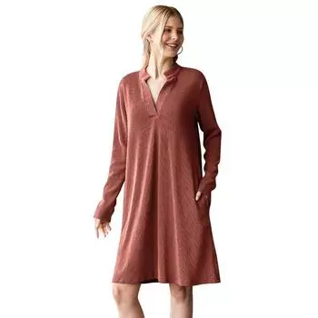 Женское свободное платье с V-образным вырезом и длинными рукавами S армия зеленый