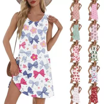 Женское свободное повседневное платье с принтом, жилет, юбка на бретелях, платье с карманами Юбка на бретелях, платье с карманами L армия зеленый