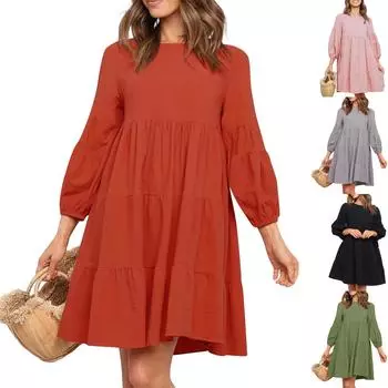 Женское свободное свободное платье в стиле пэчворк с длинными рукавами L армия зеленый