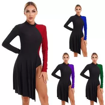 Женское танцевальное платье с разрезом по бокам, танцевальное трико, лирический вальс, танцевальное вечернее платье, современное представление S фиолетовый