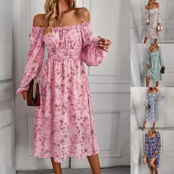 Женское темпераментное модное однотонное платье с плечами и длинными рукавами L чёрный