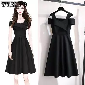 Женское темпераментное платье большого размера, женская юбка с тонкой талией, женская версия трапециевидной формы с более тонкой талией, платье с открытыми плечами XXXL