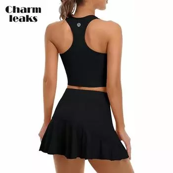 Женское теннисное платье Charmleaks из 2 предметов. Спортивное тренировочное платье с шортами и карманами. S