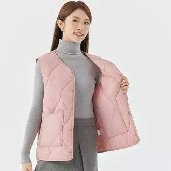 Женское тепло Увеличенная толщина и подкладка на плечах Женские модели Пуговицы из овечьей шерсти Повседневный внешний вид Хлопковый жилет Модный и теплый M