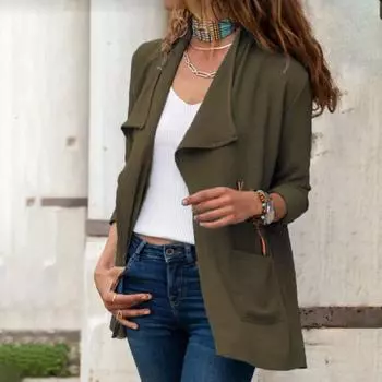 Женское теплое длинное пальто с воротником и капюшоном, тонкая зимняя верхняя одежда, пальто L армия зеленый