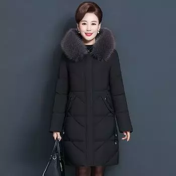 Женское теплое пальто больших размеров, зимнее утолщенное пальто с капюшоном и воротником, пушистое теплое пальто XS