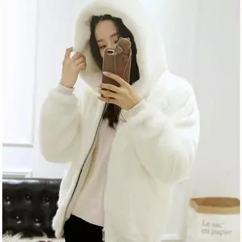 Женское теплое пальто из искусственного меха с капюшоном, зимняя верхняя одежда, пушистая куртка, толще S розовый