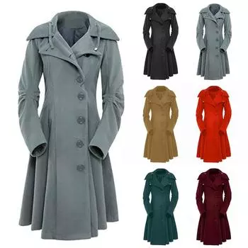Женское теплое тонкое пальто из искусственной шерсти, толстая парка, длинное зимнее пальто XL