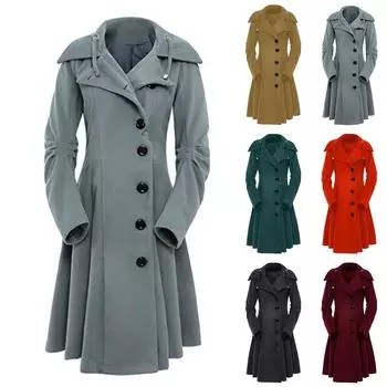 Женское теплое тонкое пальто из искусственной шерсти, толстая парка, длинное зимнее пальто L чёрный