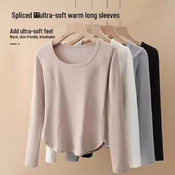 «Женское термобелье Cationic с длинными рукавами из бархата на осень/зиму» L (165-175CM/115-135 catties) серый/синий