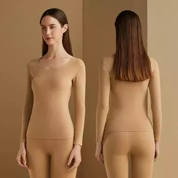 Женское термобелье, мужская зимняя одежда, бесшовное толстое двухслойное теплое белье, женский комплект термоодежды, женский комплект из 2 предметов XXXL верблюд