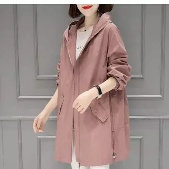 Женское тонкое ветровое пальто большого размера, средней длины, в уличном стиле XXXXL чёрный