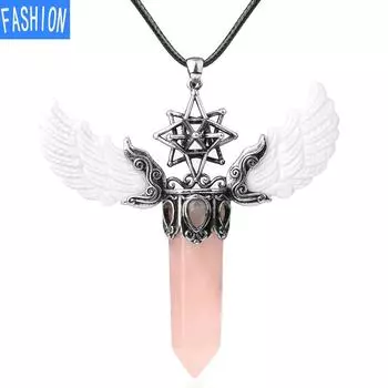 Женское трехмерное полое ожерелье с шестью звездами из натурального кристалла и шестиугольника lapis lazuli