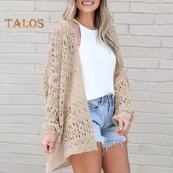 Женское трикотажное пальто с открытыми плечами, свободный кардиган с длинным рукавом из чистого трикотажа средней длины, свободная эластичная куртка на весну и осень S серый