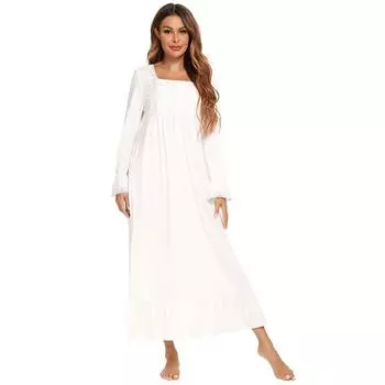 Женское удобное элегантное платье с длинным рукавом, повседневная дышащая домашняя одежда для вечеринки на Хэллоуин 2XL белый