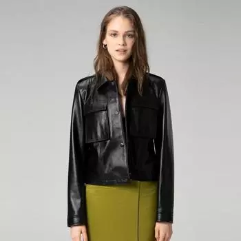 Женское укороченное пальто Dericlub из 100% натуральной кожи