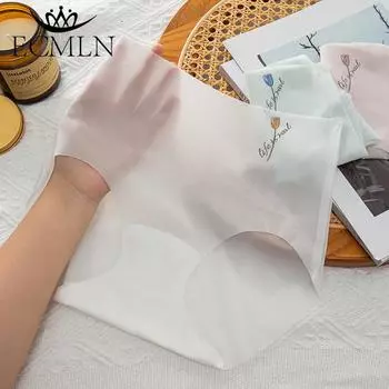 Женское ультратонкое бесшовное нижнее белье из ледяного шелка, дышащие, со средней посадкой, классные трусы для женщин, женские трусы-панталоны L чёрный