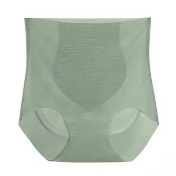 Женское ультратонкое нижнее белье Ice Silk, бесшовные трусики с высокой талией, полностью закрывающие эластичные трусы L зелёный