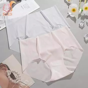 Женское ультратонкое нижнее белье со средней талией, женское нижнее белье из ледяного шелка, дышащие летние быстросохнущие трусы персикового цвета на бедрах, трусики M белый