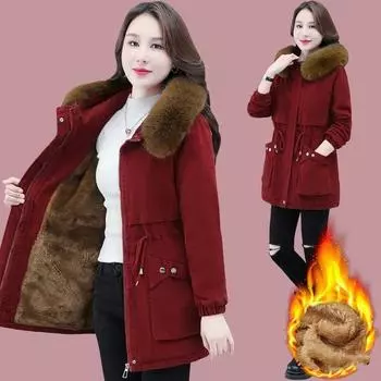 Женское уличное зимнее пальто с капюшоном, теплое, зимнее, средней длины, большого размера, теплая куртка с талией 5XL