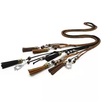 Женское универсальное платье с веревкой на талии и кисточками, изысканный декоративный пояс в корейском стиле, модный хвост ручной работы красный