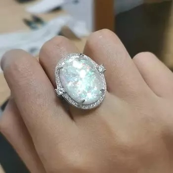 Женское ювелирное кольцо из стерлингового серебра 925 пробы с опалом, размер кольца 6–10 10