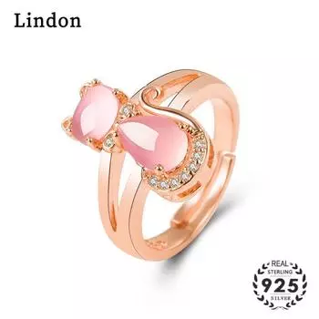 Женское ювелирное кольцо Lindon из меди с цирконом, подарок розовый