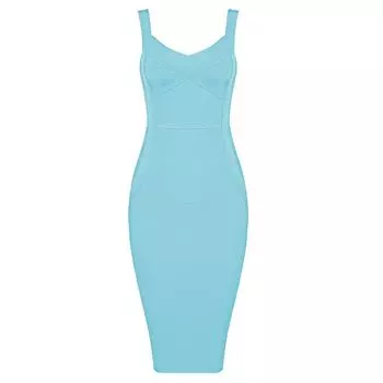 Женское вечернее бандажное платье европейского, американского и французского стиля на бретелях, с открытой спиной, облегающее платье-футляр, сексуальное Light blue XS