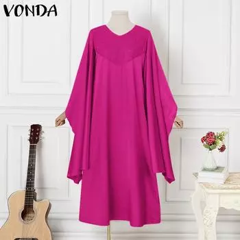 Женское вечернее длинное платье VONDA с нерегулярными рукавами, элегантное, больших размеров