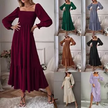 Женское вечернее коктейльное платье макси с рюшами, женское вечернее бальное платье с длинными рукавами