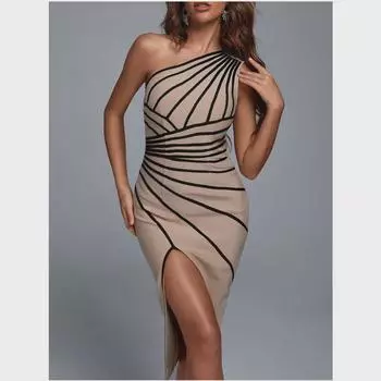Женское вечернее платье-бандаж с разрезом в европейском и американском стиле, осень/зима S