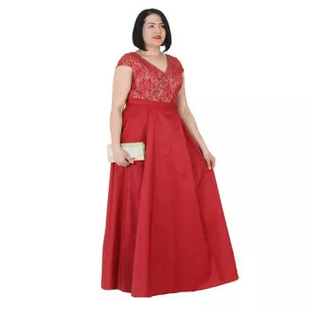 Женское вечернее платье больших размеров Fierte Crd6017 Двубортное платье с V-образным вырезом и низким рукавом со складками Атласная расклешенная юбка Черный Зеленый Темно-бордовый Красный Саксофон Синий Фуксия Лосось