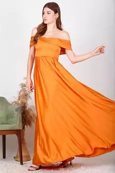 Женское вечернее платье из атласа с камнями