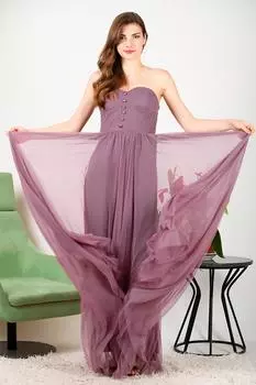 Женское вечернее платье из тюля без бретелек