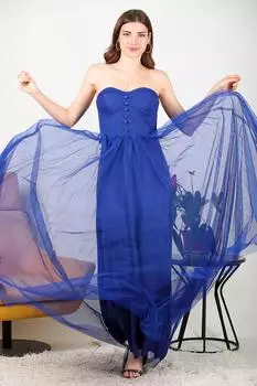 Женское вечернее платье из тюля без бретелек