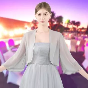 Женское вечернее платье, кардиган, защита от солнца, шифоновая шаль, блузка, однотонный плащ, верхняя одежда чёрный