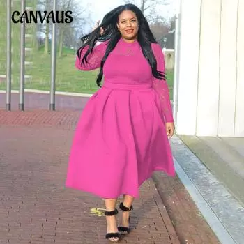 Женское вечернее платье, кружевное платье больших размеров, сексуальные длинные платья с круглым вырезом 1XL чёрный