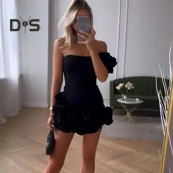 Женское вечернее платье на одно плечо с оборками и цветочным декором, облегающее платье без рукавов, однотонное мини-платье с открытой спиной, короткое платье для выпускного вечера S белый