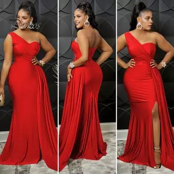 Женское вечернее платье на одно плечо без рукавов с разрезом по низу, однотонное плиссированное однотонное платье для выпускного вечера, коктейльное платье макси, бальное платье S белый