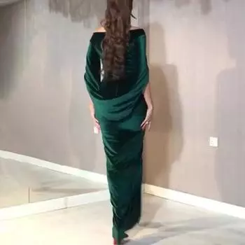 Женское вечернее платье, обтягивающее, плиссированное, с открытыми плечами, разрезом, рукавами до локтя, для ежегодного симпозиума, свадьбы, выпускного вечера, макси-платья, бальное платье S синий