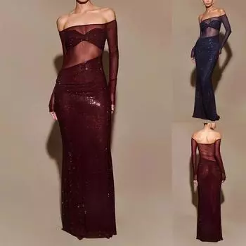 Женское вечернее платье Perspective, сексуальное, длинное, облегающее, на одно плечо, для женщин S