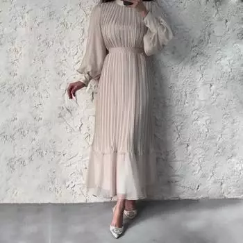 Женское вечернее платье Плиссированное А-силуэт Длинные рукава-фонарики Плиссированное прозрачное сетчатое платье-стойка с узкой талией и оборками в стиле пэчворк Макси-платье XL вино красного