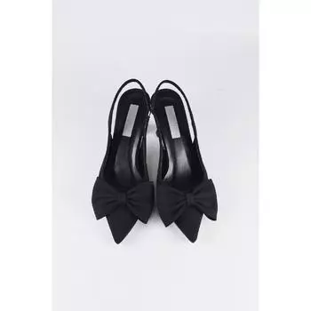 Женское вечернее платье с бантом, черные атласные туфли на каблуке из ткани, каблук 7 см