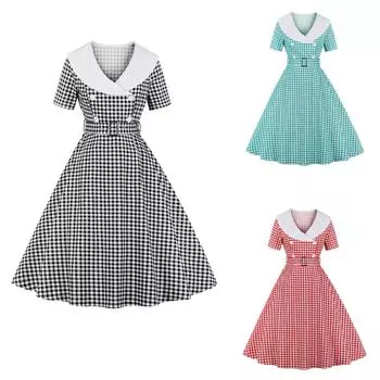 Женское вечернее платье с цветным принтом и короткими рукавами в стиле ретро с рукавами Гренадин L чёрный