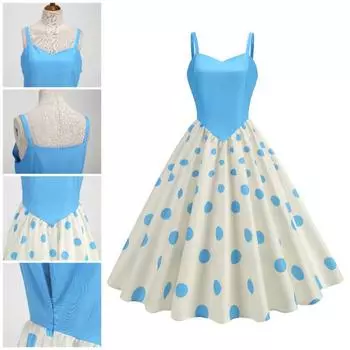 Женское вечернее платье с цветным точечным принтом, тонкое, трапециевидной формы, большие качели, винтажное, контрастное, без рукавов, с открытой спиной, V M красный