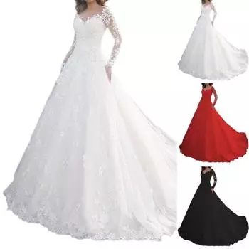 Женское вечернее платье с кружевом, цветочной вышивкой, А-силуэта, большим качелем, V-образным вырезом, длинными рукавами, застежкой-молнией сзади, для выпускного вечера, свадьбы, вечеринки, макси-платье S белый