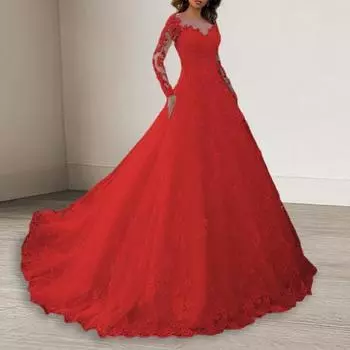 Женское вечернее платье с кружевом, цветочной вышивкой, А-силуэта, большим качелем, V-образным вырезом, длинными рукавами, застежкой-молнией сзади, для выпускного вечера, свадьбы, вечеринки, макси-платье S белый